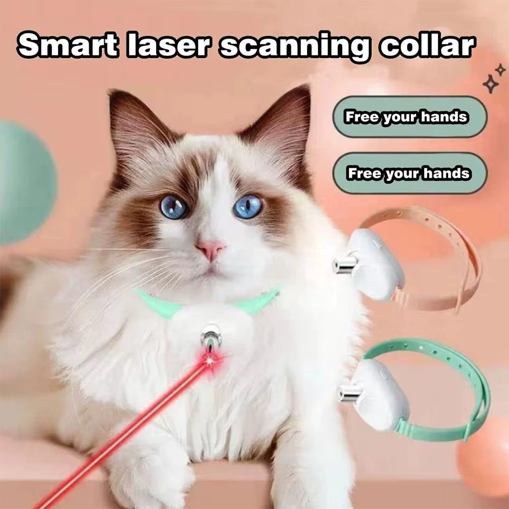 Smart Laser Cat-Teasing Collar Laser Rechargeable Auto Infrared Interactive Pet Kitten Toys for Relieve Anxiety Pet Supplies