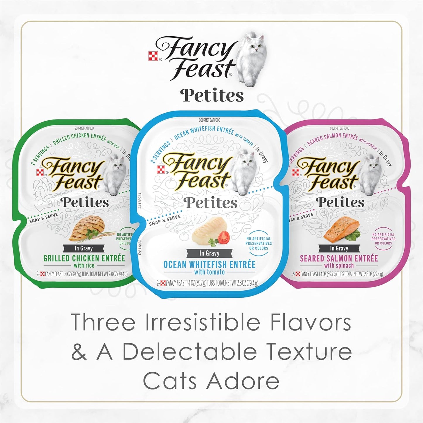 Purina  Gourmet Wet Cat Food Variety Pack, Petites Gravy Collection, Break-Apart Tubs, 48 Servings - (Pack of 24) 2.8 Oz. Tubs