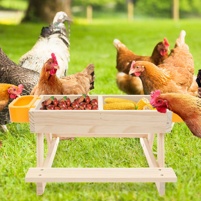 The Sylva Chicknic Table — Wooden Chicken Picnic Feeder by Sylva Supplies