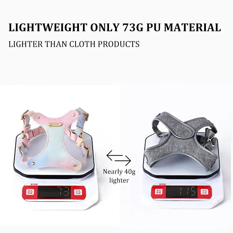 Adjustable Waterproof Leather Pet Harness for Small Dogs or Cats